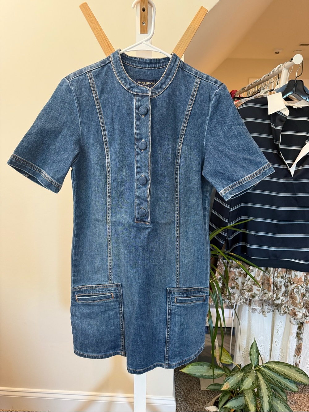 Ramy Brook Skylar Denim Tunic Dress in Medium Wash Blue